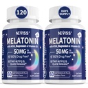 NEVISS Melatonín 50 mg pre dospelých - extra sila 9-in-1 Rýchle rozpustenie Sublingválne - vysoká dávka s horčíkom Glycinátom, vitamín D3, ashwagandha, citrónový balm, harmanček, bez cukru,Vegan 120 tabliet
