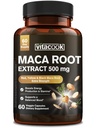 Maca Root Capsules for Women and Men, High Potency 500 mg Extract, Peruvian Maca, Black, Red & Yellow, for Energy, Stamina, Mood, 60 Veggie Capsules