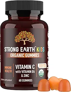 YUM-V's Kids Strong Earth - Organic Immune Health Gummies with Vitamin C, Vitamin D3 Plus Zinok - Immune System Boost Zinok, Vitamín C, Vitamín D Gumies - Gumičky Multivitamín (60 Počet)