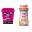 Viactiv Calcium +Vitamin D3 Supplement Soft Chews, Milk Chocolate, 60 Chews & Nature's Bounty Optimal Solutions Hair, Skin & Nails with Biotin and Collagen
