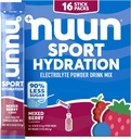 Nuun Sport Electrolyte prášok pakety s horčíkom, vápnikom, draslíkom, chloridom, a sodíkom, hydratačné pakety pre On-The-Go, zmiešané Berry Flavor, lepidlo zadarmo & Vegan, 16 Single Servings
