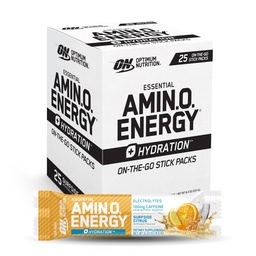 Optimálna výživa Amino Energy Plus hydratačné balíčky, On-The-Go Caffien Stick Balíčky, Surfside Citrus, 25 Počet