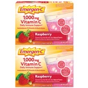 Emergen-C 1000mg vitamín C prášok, s antioxidantmi, B vitamíny a elektrolyty, vitamín C doplnky pre imunitnú podporu, kofeín bez nápoja Mix, malinová chuť - 60 Počet/2 Mesiac dodávky