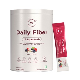 WELLBEING NUTRITION Daily Fiber Powder|Weight Management, Manages Sugar Control, Bloating, Constipation & Acidity Relief|Organic Prebiotic Digestive Fiber Supplement|Vanilla Berry|30 Servings, 1 count