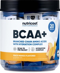 Nutricost BCAA+ Hydratácia Peach Mango Flavor (20 Stickpacks) - Aminokyseliny s rozvetveným reťazcom s hydratačným komplexom - bezlepkové, non-GMO