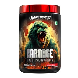 Bigmuscles Nutrition Karnage Preworkout [60 Servings, Watermelon Lime] | | Pre-workout Supplement Supports to Improve Focus, Strength, Energy and Pump, Banned Substance Tested, Dope Free, 300g