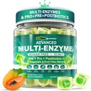 Tráviace enzýmy Gummy pre ženy a mužov, multi-enzýmy s 90Billion CFU Probiotiká a prebiotiká a postbiotiká, Rastlinné a ovocné vlákna Blend, Super Enzymes for Digestive & Gut Health,Immune,60Cts