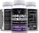 OX Nutrition 10 in 1 Elderberry, Vitamín C, Zinok, Vitamín E, Vitamín B6, Echinacea, Cesnak, Turmerica, L-Glutamine HCL & Lactobacillus Probiotiká & Antioxidants for Immune Defense 1 mesiac Dodávka