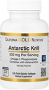Kalifornia Gold Nutrition Antarktída Krill Oil, Ultra-High Omega-3 s astaxantínom, Prírodné Jahodové a citrónové arómy, Non GMO, Gluten Free, 500 mg, 120 Fish Želatína Softgels, 2 balenia