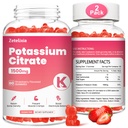 2 balenie Draslík Gumies pre dospelých Ženy a mužov, Dusičnan draselný doplnok, Podpora nohy Cramps, zdravie svalov a elektrolytov, bez cukru, Organické, Vegan, Strawberry, 120 Cts