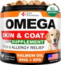 Omega 3 pre psy - Skin and Coat Supplement - Rybí olej pre psy Žuvačky - Alergia a svrbenie Relief - Anti Shedding Supplement - Suchá pleť liečba - Salmonový olej - Made in USA - 120 Soft Treats