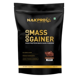 Nakpro Gold Mass Gainer Powder 1 Kg, Double Rich Chocolate| Lean Muscle Whey Protein Mass Gainer | 21g Protein, 68g Carb, 372 Calories Per Scoop for Muscle Support & Muscle Mass Gain