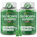 Chlorofyl Gummies, Super Green 18-IN-1 s organickým chlórella Spirulina, pšeničná tráva, horčík, prebiotické Fiber pre vnútorný dezodorant*, Comfort Digestion, Metabolizmus,Immune, Fresh Body Odor, 2Packs
