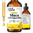 Wild & Organic Maca Root Ashwagandha kvapky pre mužov a ženy - Liquid Maca Ashwagandha doplnok pre celkovú podporu - peruánsky extrakt Tinktúra - Vegan, cukor a alkohol - 4 fl oz
