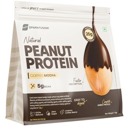 SparkFusion Natural Peanut Protein Isolate – Flavor – 25g Protein, 5g BCAA, Zero Sugar, Gut-Friendly, Vegan, Lab-Tested, No Artificial Additives (1 kg (Pack of 1), Coffee Mocha)