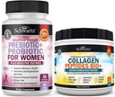 BioSchwartz Hydrolyzovaný kolagén Peptidy Powder (40+ Servings) Plus Prebiotiká a probiotiká s tráviacimi enzýmami pre ženy (1 mesiac dodávky)