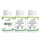 Nveda Omega 3 Fish Oil & Calcium Combo | Omega-3 with EPA & DHA + Calcium with Vitamin D3, K2, Magnesium, Zinc & B12 | Supports Heart, Brain, Bone & Joint Health