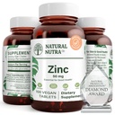 Natural Nutra Zinok Glukonát 50 mg Doplnok pre imunitnú podporu, podporuje zdravie pokožky, poskytuje ľahkosť od chrípky a studenej, Boost Learning & pamäť, zvýšiť chuť a vôňu, lepok zadarmo 50 mg 100 Vegan Tablety