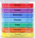 Týždenný Organizátor piluliek pre 1 deň 4 Časové zásoby,KIGI 7 dní Stackable pilulky dávkovač vitamínov (Rainbow)