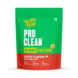 Yogabar Pro Clean Plant Protein | Coffee Flavour with Monk Fruit | 25g Protein per Serving | Clean & Natural Blend | Vegan, No Added Sugar, Gluten-Free | 500g