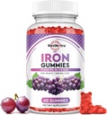 Železo Gummy - s vápnikom, zinkom, folátom a vitamínom B12, C, B6 pre dospelých a deti - Blood Builder & Energy Support for Iron Deficient, Anémia, Vegan - Grape Arous,60 Gummies