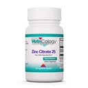 Nutricology Zinkový Citrát Supplement - 25mg Zinok pre mužov a ženy, Imunitná podpora, Čistá, dobre udržiavaná, dobre tolerovaná, Stopové minerály, Vegetariánske kapsule - 60 gróf