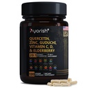 Quercetin Zinok Vitamín C Vitamín D Hypromelóza Staršie plody - Pľúcna imúnna podpora Doplnková látka Dospelí s Artemisinínom, morskou machou, Echinaceou, alergickou úľavou 120 Počet