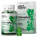 Wild & Organic Chlorofyl Gummies 50mg - Detox Cleanse Supplements w/Sodium Copper Chlorofyllin - Internal Deodorant w/Chlórofyll Powder - Vegan, Non-GMO - 60 Bylinné žuvačky