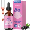 JoySpring ZinokBerry - Deti Zinok a vitamín doplnok (2 fl oz) Imunitná podpora kvapky s bazovou chuťou pre deti 2-16+ Roky