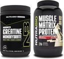 NutraBio Creatin Monohydrát, Neochutený, (300 g) a svalovej Matrix Proteín prášok, (Vanilla) doplnok Bundle 