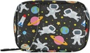Space Travel Galaxy Astronauts Pill Box 7 Day Pill Case Bag Cestovné pilulky Organizátor taška so zipsom Prenosné Týždenné Case Compact Size for Vitamín Supplement Holder