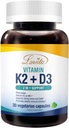 Lovita Vitamín K2 + D3, 400 IU Vegán Vitamín D3 & 120 μg Vitamín K2 (MK-7), 2 vo forme 1 Immune Vitamin Complex, 30 Vegetariánskych kapsúl