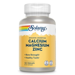SOLARAY kalcium zinok doplnok - s vápnikom 1000 mg, horčík 500mg - Kosť zdravie, svalová funkcia, zdravie srdca a imunitnej podpory - Vegan, 60 dní záruka, 25 Servings, 100 VegCaps