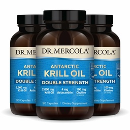 Dr. Mercola Antarktída Krill Oil Double Strength - 2,000 mg - Omega-3 Supplement with EPA & DHA - Supports Brain, Heart, Joint & Immune Health - GMO-free & Gluten-Free - 270 Kapsule (90 Servings)