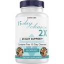 15 Day Cleans 2X - Double Gut & Colon Support - Advanced Gut Cleanse Detox pre ženy a mužov s lucernou, Cascara Sagrada, Probiotiká & Psyllium Husk - Non-GMO - Made in USA - 60 Kapsule (1 fľaša)