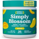 Jednoducho Blossom Nutrition Daily Greens & Superfood Powder + Collagen + Probiotiká pre ženské trávenie zdravie a úľava od chuti. Pomôžte svojmu zdraviu kvitnúť - 30 dní dodávky - Mango