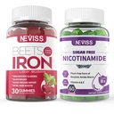 NEVISS Vegánsky doplnok železa, jemné železo + bez cukru nikotínamid 500 mg Gummy