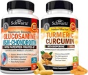 BioSchwartz Turmeric Curcumin s Black Pepper Extract 1500mg komplex (1 mesiac dodávky) Plus glukozamín Chondroitín MSM Triple sila Joint Support Supplement (1 mesiac dodávky)