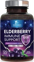Brusnica Imunitná podpora 1200 mg - Denná imunitná podpora pre dospelých s koncentrátom Sambucus Black Elderberry extrakt - Antioxidant vitamín Supplement, bez lepidla, fľaša v USA - 120 Kapsule