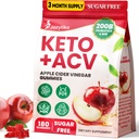Apple Cider Ocogar Gummies, Advanced ACV Gummy s probiotikami, BHB, B12 a Keto Support - Keto Acv Gummies for Detox, Metabolizmus, zažívanie, Gut & Immune Health - Sugar Free, Vegan, 180 Counts