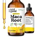 Wild & Organic Maca Root Tekuté kvapky pre mužov a ženy - peruánska Maca Tinktúra pre celkovú podporu - Vegán, cukor a alkohol bez doplnok - 4 fl oz