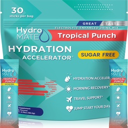 Elektrolytové púdrové hydratačné balíčky bez cukru Tropické Punch HydroMATE 30 Sticks