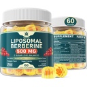 Berberine 500mg Supplement, Once Daily, Lipozomálne Gumies with Ceylon škorica, Bitter Melon, Banaba Leaf for Metabolizmus Balanced, AMPK Activator, vysoká absorpcia, bez cukru, Vegan, 60 Cts