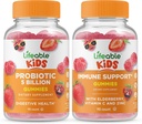 Životaschopné probiotiká 5 miliárd detí + Imunitná podpora Deti, Gummies Bundle - veľké ochutnávky, vitamínové doplnky, bez lepku, bez GMO, Žuvacia Gummy