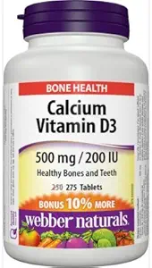 Webber Naturals Calcium Carbonate 500mg s vitamínom D3 200iu, 275 Tablety Bonusové balenie