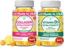 Lunakai kolagén a vitamín D3 Gummy Bundle - Non-GMO proti starnutiu doplnkov pre mužov a ženy - Imunita, kosti a nálada Gummy pre dospelých - 30 dní dodávky