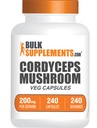 BulkSupplementments.com Cordyceps Mushrom Capsulas - Cordyceps Extract, from Cordyceps Sinensis - Gluten Free, 2000mg Equivalent Serving - 1 Kapsula na Serving, 240 Veg Capsules (Pack of 1)