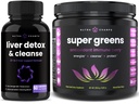 NutraChamps Pečeň Čistiť Detox Kapsule a Super Greens Antioxidant Superfood Powder Bundle