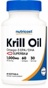Nutricost Krill Oil 1000mg, 60 Softgels - Omega-3 EPA-DHA Krill Oil Supplement, s superbakrill