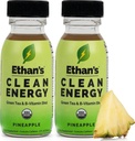 Ethan's Organic Clean Energy Shots Ananás, bez cukru Natural Pre-Workout Focus Boost, Gluten Free, Vegan, B6 & B12 Vitamín C s extraktom zo zeleného čaju a Guayusa (2 balenia 2oz Shots)